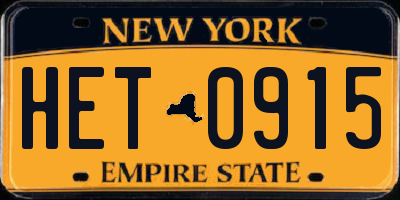 NY license plate HET0915