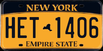 NY license plate HET1406