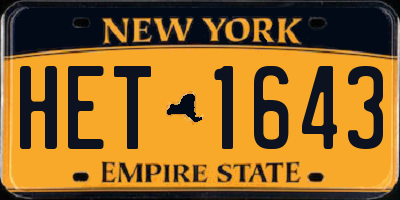 NY license plate HET1643