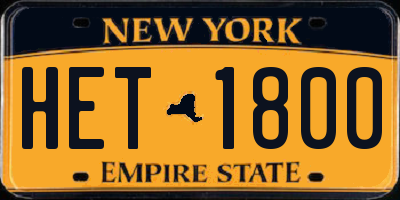 NY license plate HET1800