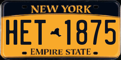 NY license plate HET1875