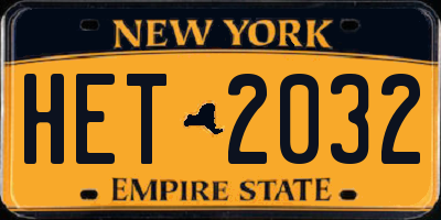 NY license plate HET2032