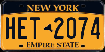 NY license plate HET2074