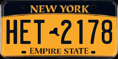 NY license plate HET2178