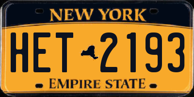 NY license plate HET2193