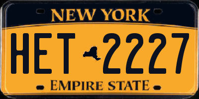 NY license plate HET2227