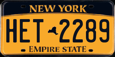 NY license plate HET2289