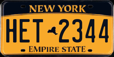 NY license plate HET2344