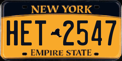 NY license plate HET2547
