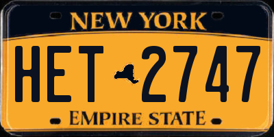 NY license plate HET2747