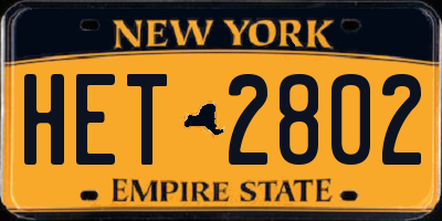 NY license plate HET2802