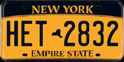 NY license plate HET2832