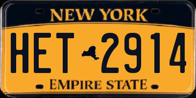 NY license plate HET2914