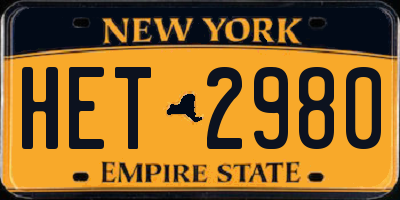 NY license plate HET2980