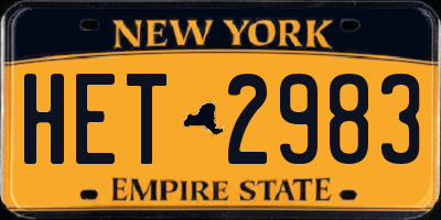 NY license plate HET2983