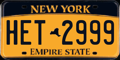 NY license plate HET2999