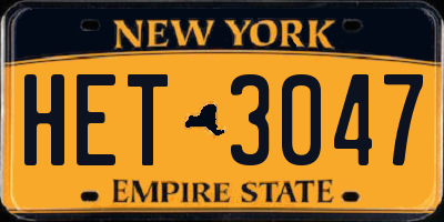 NY license plate HET3047