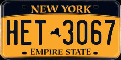 NY license plate HET3067