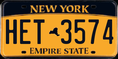 NY license plate HET3574