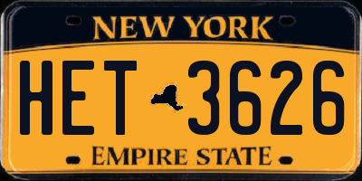 NY license plate HET3626