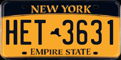 NY license plate HET3631
