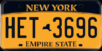 NY license plate HET3696
