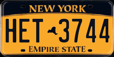 NY license plate HET3744