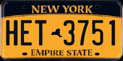 NY license plate HET3751