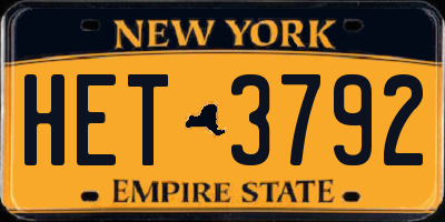NY license plate HET3792