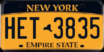 NY license plate HET3835