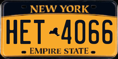 NY license plate HET4066