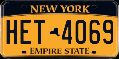 NY license plate HET4069