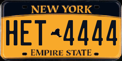 NY license plate HET4444