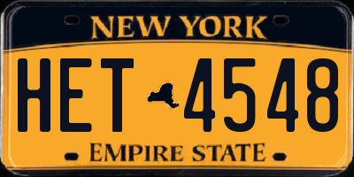 NY license plate HET4548