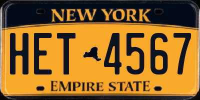NY license plate HET4567