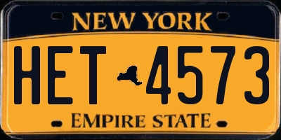 NY license plate HET4573