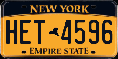 NY license plate HET4596