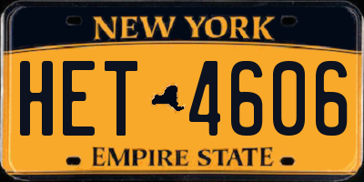 NY license plate HET4606
