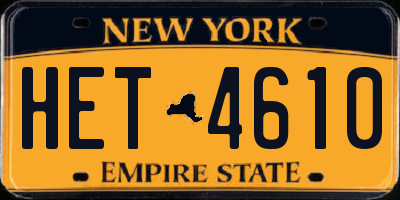 NY license plate HET4610
