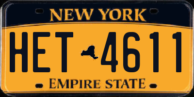 NY license plate HET4611