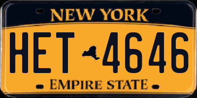 NY license plate HET4646