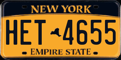 NY license plate HET4655