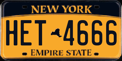 NY license plate HET4666