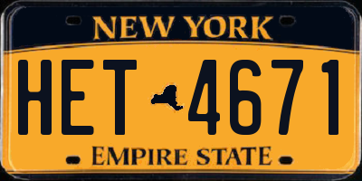 NY license plate HET4671