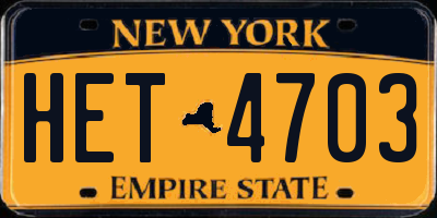 NY license plate HET4703
