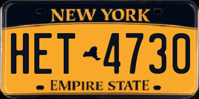 NY license plate HET4730