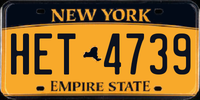 NY license plate HET4739