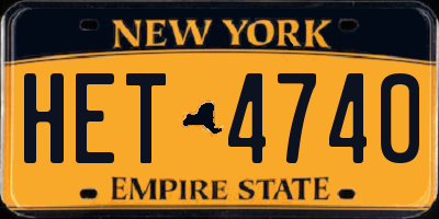 NY license plate HET4740