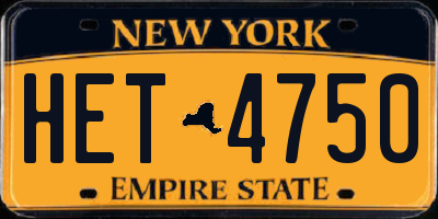 NY license plate HET4750