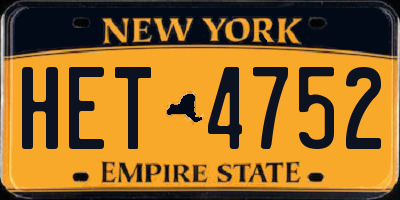 NY license plate HET4752